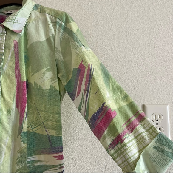 Vintage Melrose green & pink abstract waterproof trench coat - Picture 7 of 15